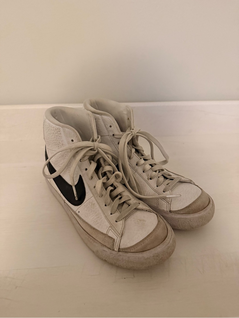 Nike Blazer Mid White and Black High-Top Kids Sneakers
